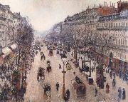 Camille Pissarro Boulevard Montmartre,morning cloudy weather oil painting